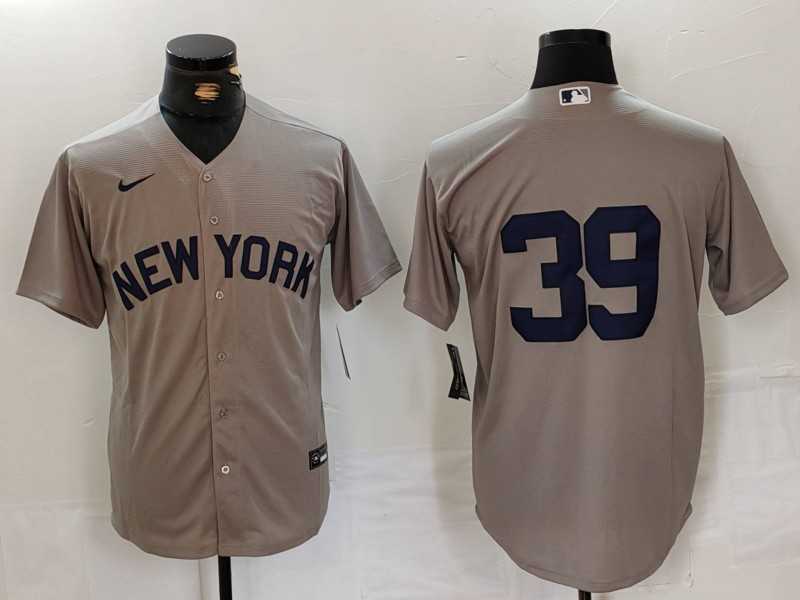 Mens New York Yankees #39 Jose Trevino Grey Cool Base Stitched Jersey